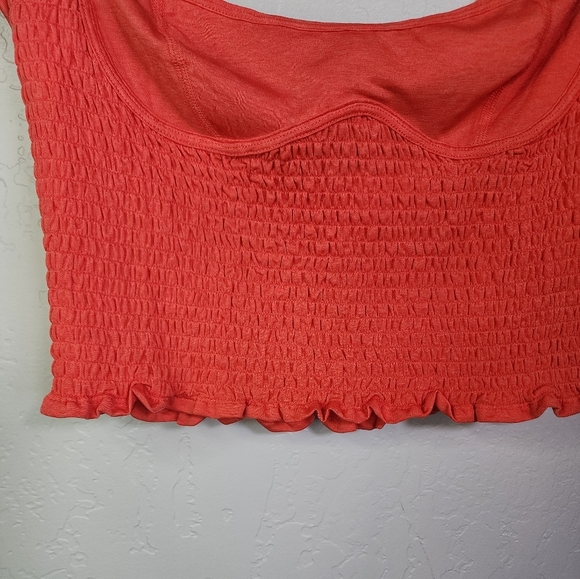 FP Movement by Free People Strike A Pose Orange Smocked Crop Tee Size Medium - Picture 4 of 10